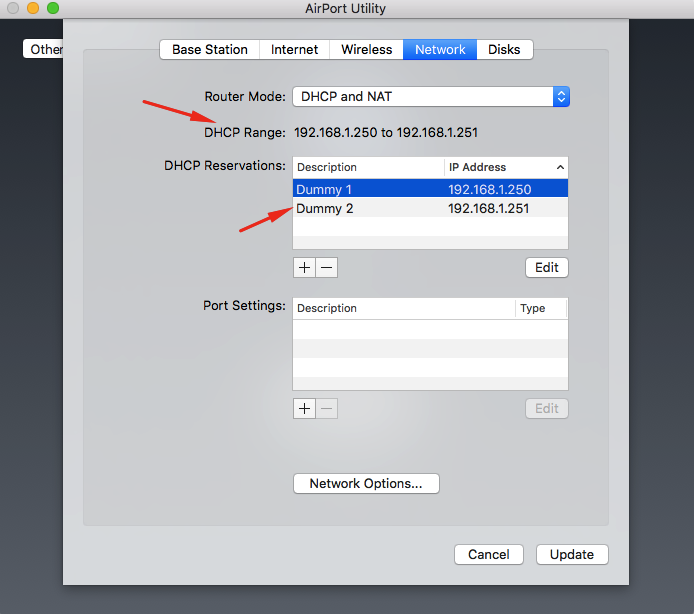 apple airport express dhcp setup